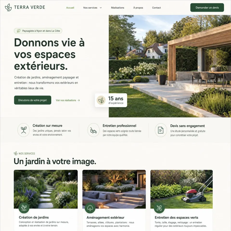 Page d'accueil du site Terra Verde, paysagiste
